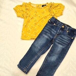 2T Girl Top Jeans Set 7 For All Mankind